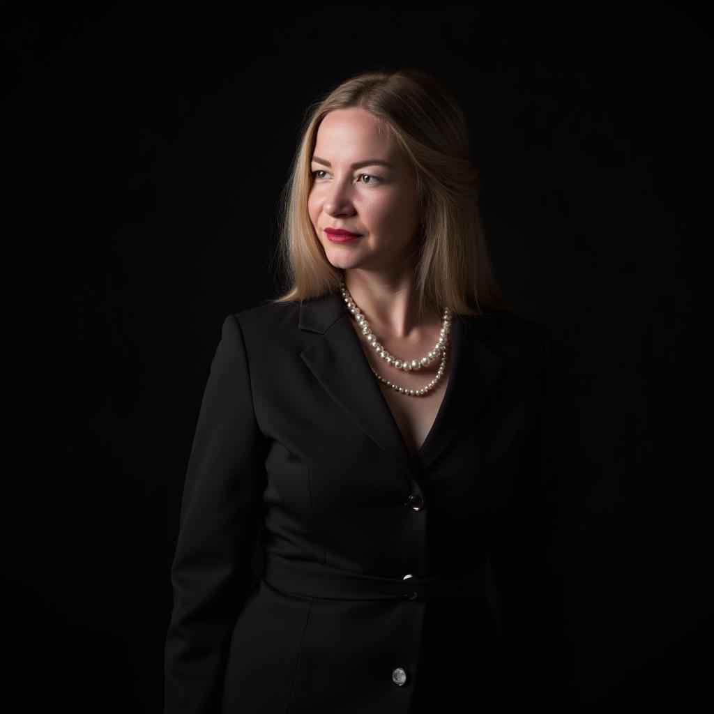 Нейрофото — бизнес-портрет женщины с жемчугом